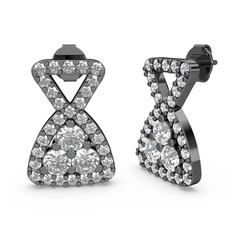 Simla Taşlı Küpe - Beyaz zirkon ve swarovski 925 ayar siyah rodyum kaplama gümüş küpe #gcf3h8