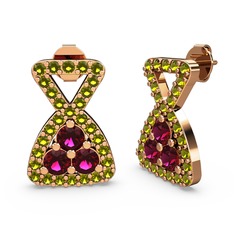 Simla Taşlı Küpe - Peridot ve rodolit garnet 18 ayar rose altın küpe #ipg4uj