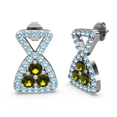 Simla Taşlı Küpe - Akuamarin ve peridot 925 ayar gümüş küpe #isjc6d
