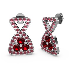 Kök yakut ve garnet 925 ayar gümüş küpe