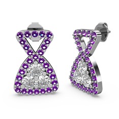 Ametist ve swarovski 925 ayar gümüş küpe