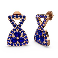 Simla Taşlı Küpe - Lab safir 18 ayar rose altın küpe #l4i1qp