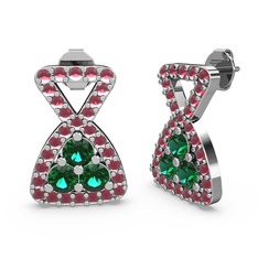 Simla Taşlı Küpe - Kök yakut ve yeşil kuvars 18 ayar beyaz altın küpe #l82d3y