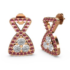 Simla Taşlı Küpe - Kök yakut ve beyaz zirkon 14 ayar rose altın küpe #lx8lfr