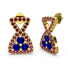 Simla Taşlı Küpe - Rodolit garnet ve lab safir 14 ayar altın küpe #m9ipmd