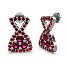 Simla Taşlı Küpe - Garnet ve rodolit garnet 18 ayar beyaz altın küpe #mzh7cn