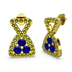 Simla Taşlı Küpe - Peridot ve lab safir 14 ayar altın küpe #mztgk2