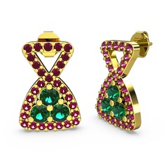 Simla Taşlı Küpe - Rodolit garnet ve yeşil kuvars 14 ayar altın küpe #nnf3rm