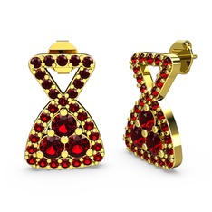 Simla Taşlı Küpe - Garnet 18 ayar altın küpe #nwy40n