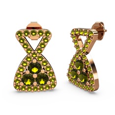 Peridot 14 ayar rose altın küpe