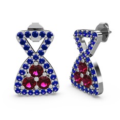Simla Taşlı Küpe - Lab safir ve rodolit garnet 18 ayar beyaz altın küpe #p6nt1t