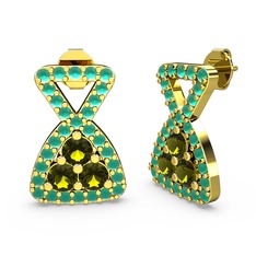Simla Taşlı Küpe - Kök zümrüt ve peridot 18 ayar altın küpe #p9rcc9