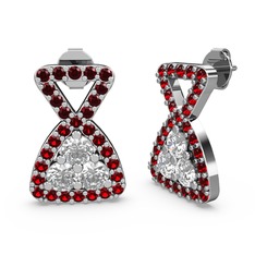 Garnet ve swarovski 925 ayar gümüş küpe