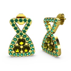 Simla Taşlı Küpe - Yeşil kuvars ve peridot 8 ayar altın küpe #skabo