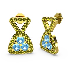 Simla Taşlı Küpe - Peridot ve akuamarin 8 ayar altın küpe #sm42t