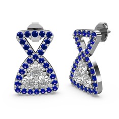 Simla Taşlı Küpe - Lab safir ve swarovski 8 ayar beyaz altın küpe #tlphu