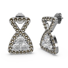Simla Taşlı Küpe - Dumanlı kuvars ve swarovski 8 ayar beyaz altın küpe #tr5l9z