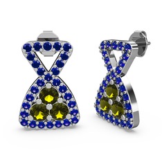 Simla Taşlı Küpe - Lab safir ve peridot 8 ayar beyaz altın küpe #tw6wpm