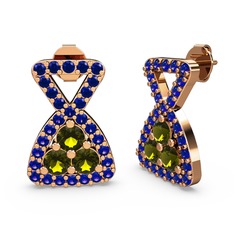 Lab safir ve peridot 14 ayar rose altın küpe