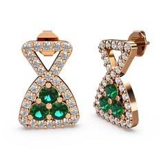 Simla Taşlı Küpe - Swarovski ve yeşil kuvars 14 ayar rose altın küpe #uo59pd