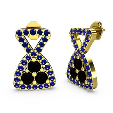 Lab safir ve siyah zirkon 925 ayar altın kaplama gümüş küpe