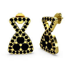 Simla Taşlı Küpe - Siyah zirkon 925 ayar altın kaplama gümüş küpe #vfswgm