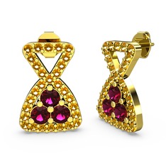 Sitrin ve rodolit garnet 14 ayar altın küpe