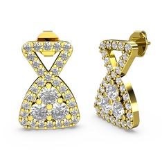 Swarovski ve beyaz zirkon 925 ayar altın kaplama gümüş küpe