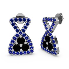 Simla Taşlı Küpe - Lab safir ve siyah zirkon 18 ayar beyaz altın küpe #wvgs8y