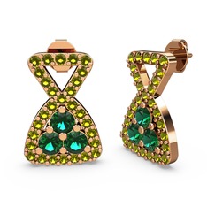 Simla Taşlı Küpe - Peridot ve yeşil kuvars 8 ayar rose altın küpe #zevdez