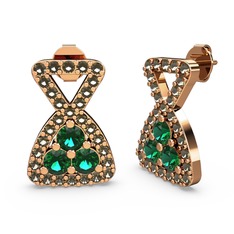 Dumanlı kuvars ve yeşil kuvars 925 ayar rose altın kaplama gümüş küpe