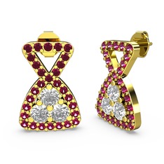Simla Taşlı Küpe - Rodolit garnet ve swarovski 14 ayar altın küpe #zo4r6d