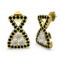 Simla Taşlı Küpe - Siyah zirkon ve swarovski 14 ayar altın küpe #zuunbc