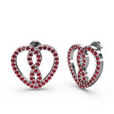 Garnet 14 ayar beyaz altın küpe