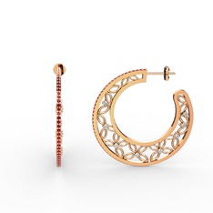 Garnet ve pırlanta 8 ayar rose altın küpe (0.32 karat)