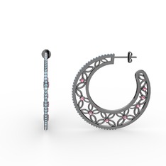 Mila Halka Küpe - Akuamarin ve pembe kuvars 925 ayar siyah rodyum kaplama gümüş küpe #10gofly