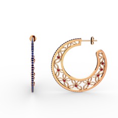 Lab safir ve garnet 8 ayar rose altın küpe