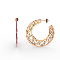 Mila Halka Küpe - Rodolit garnet ve beyaz zirkon 925 ayar rose altın kaplama gümüş küpe #11cf4ox