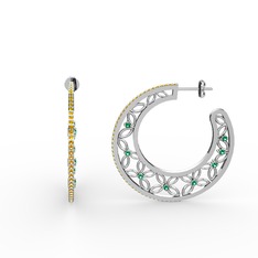 Mila Halka Küpe - Sitrin ve yeşil kuvars 18 ayar beyaz altın küpe #120egq3