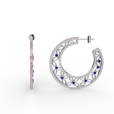 Mila Halka Küpe - Pembe kuvars ve lab safir 14 ayar beyaz altın küpe #13mrtf5