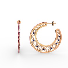 Mila Halka Küpe - Rodolit garnet ve lab safir 14 ayar rose altın küpe #188t540