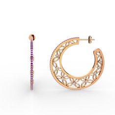 Mila Halka Küpe - Ametist ve swarovski 925 ayar rose altın kaplama gümüş küpe #19zlwak