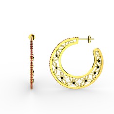 Garnet ve siyah zirkon 14 ayar altın küpe