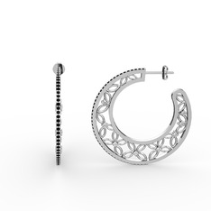 Mila Halka Küpe - Siyah zirkon ve beyaz zirkon 8 ayar beyaz altın küpe #1bcejg0