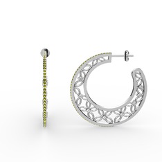 Peridot ve swarovski 8 ayar beyaz altın küpe