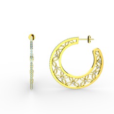 Akuamarin ve swarovski 8 ayar altın küpe