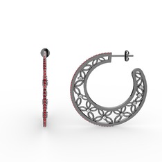 Mila Halka Küpe - Garnet ve swarovski 925 ayar siyah rodyum kaplama gümüş küpe #1dbh5am