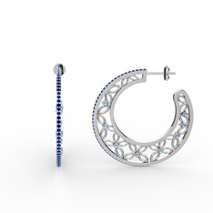 Mila Halka Küpe - Lab safir ve akuamarin 14 ayar beyaz altın küpe #1duks63