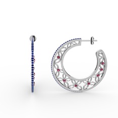 Lab safir ve rodolit garnet 925 ayar gümüş küpe