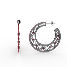 Mila Halka Küpe - Garnet ve rodolit garnet 925 ayar siyah rodyum kaplama gümüş küpe #1frfsb2